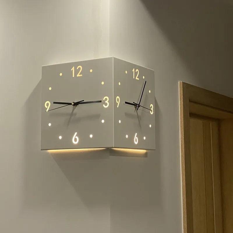 Double-Sided Minimalist Square Wall Clock, Silent by HitMyNeed