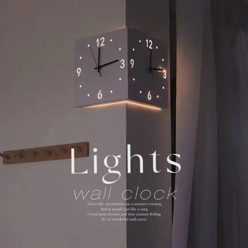 Double-Sided Minimalist Square Wall Clock, Silent by HitMyNeed
