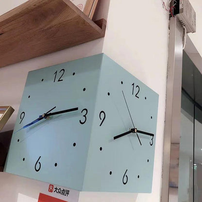 Double-Sided Minimalist Square Wall Clock, Silent blue Without strip light by HitMyNeed