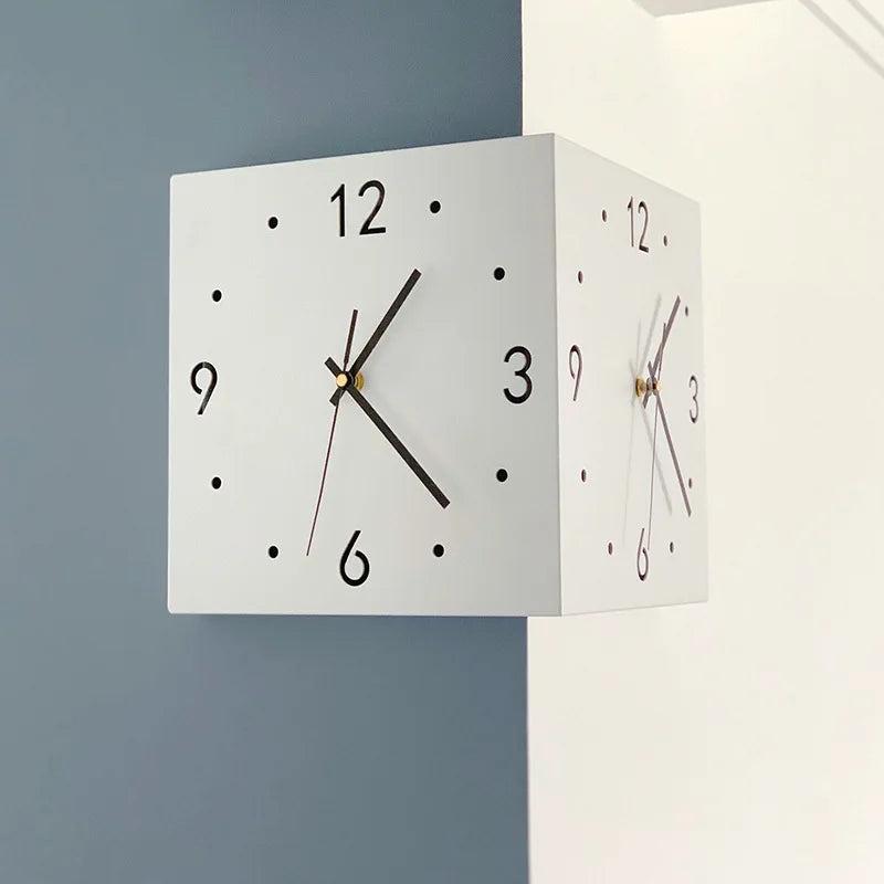 Double-Sided Minimalist Square Wall Clock, Silent white Without strip light by HitMyNeed