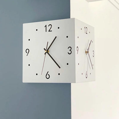 Double-Sided Minimalist Square Wall Clock, Silent white Without strip light by HitMyNeed
