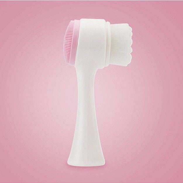 Double-Sided Silicone Facial Cleansing Brush 1pcs-pink by HitMyNeed