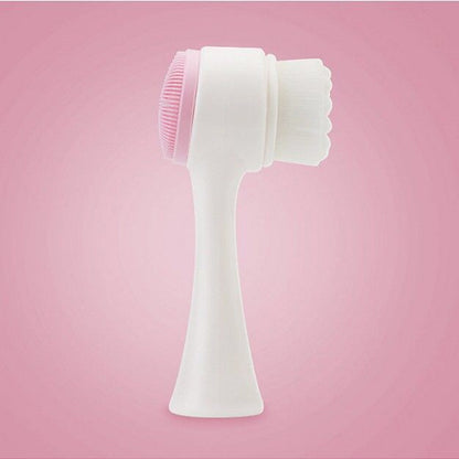 Double-Sided Silicone Facial Cleansing Brush 1pcs-pink by HitMyNeed