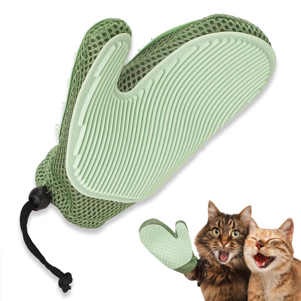 Double Sided Silicone Mitt Brush for Cats green by HitMyNeed