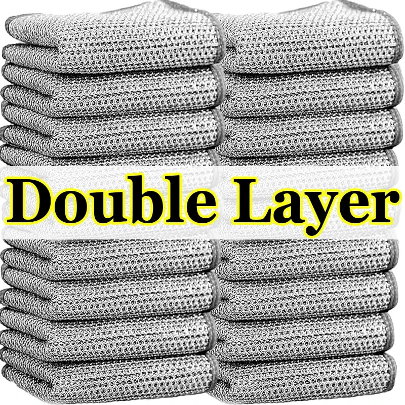 Double-Sided Steel Wire Dishcloth Scrubber Rag double-layer 20pcs by HitMyNeed