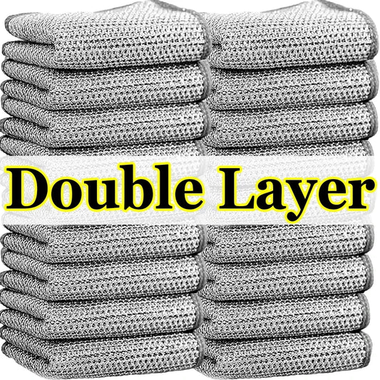 Double-Sided Steel Wire Dishcloth Scrubber Rag double-layer 20pcs by HitMyNeed