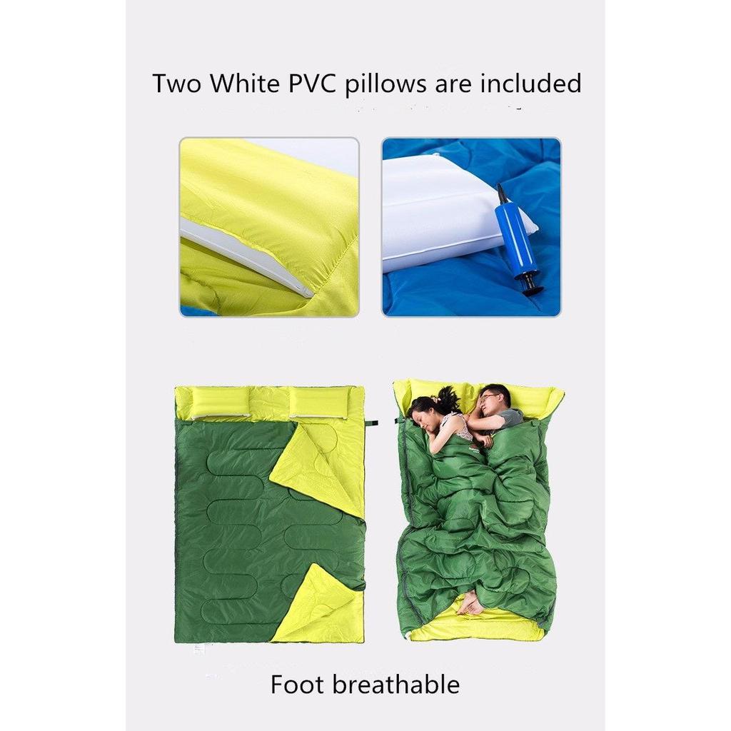 Double Sleeping Bag with Inflatable Pillows by HitMyNeed