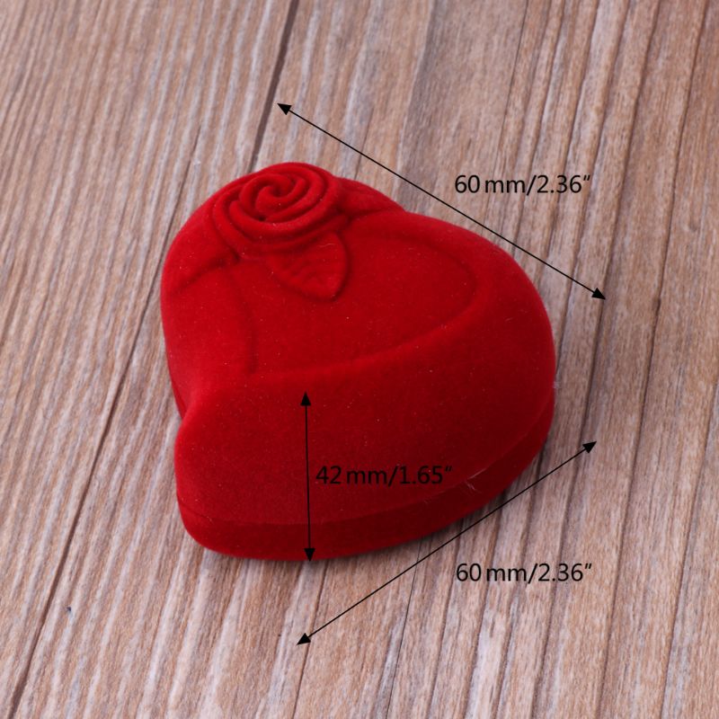 Double Slot Heart Shaped Velvet Ring Box by HitMyNeed