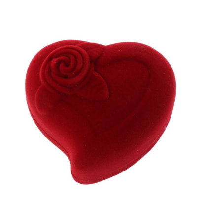 Double Slot Heart Shaped Velvet Ring Box by HitMyNeed