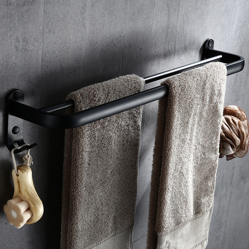 Double Towel Bar Wall-Mounted Aluminum Rack 50cm by HitMyNeed