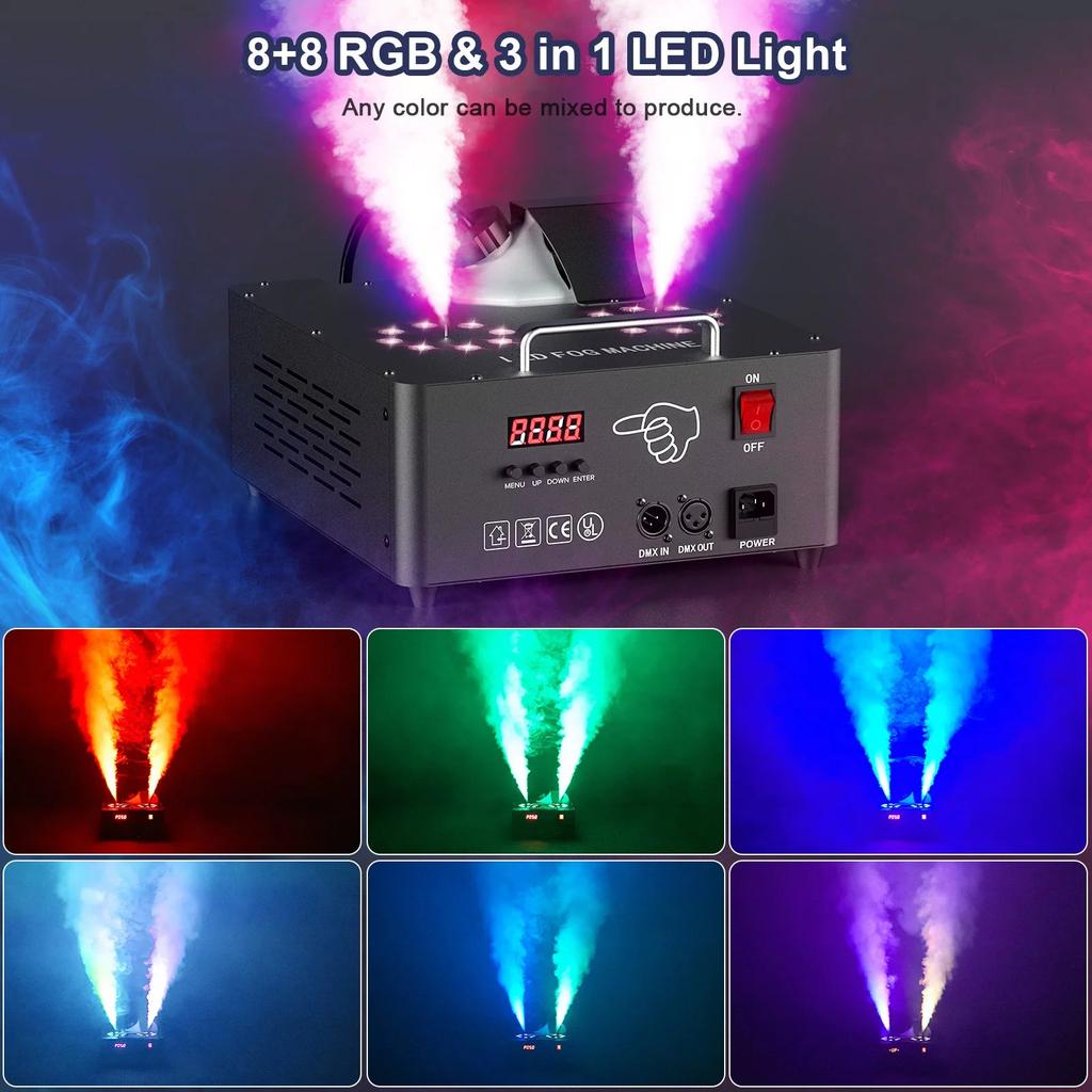 Double-Tube DMX512 Fog Machine with 8+8 RGB LEDs 2000W by HitMyNeed
