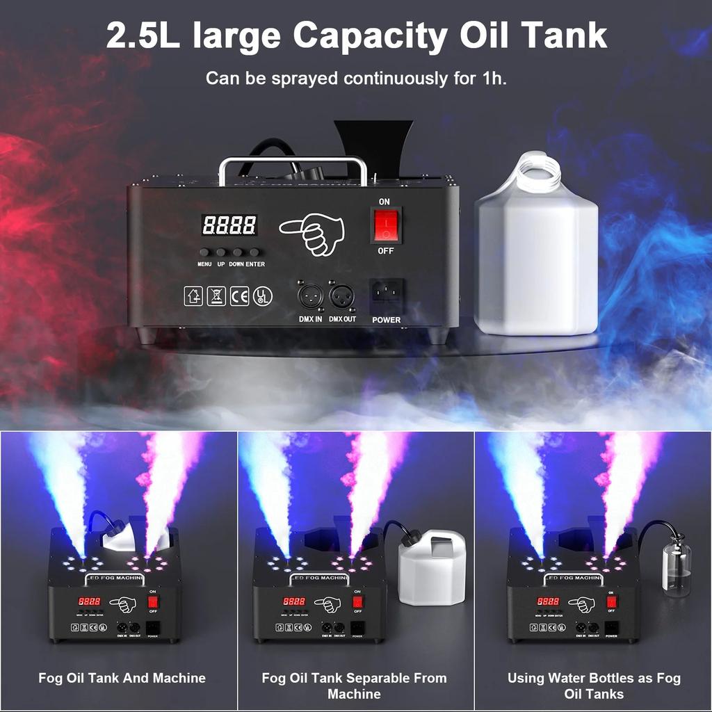 Double-Tube DMX512 Fog Machine with 8+8 RGB LEDs 2000W by HitMyNeed