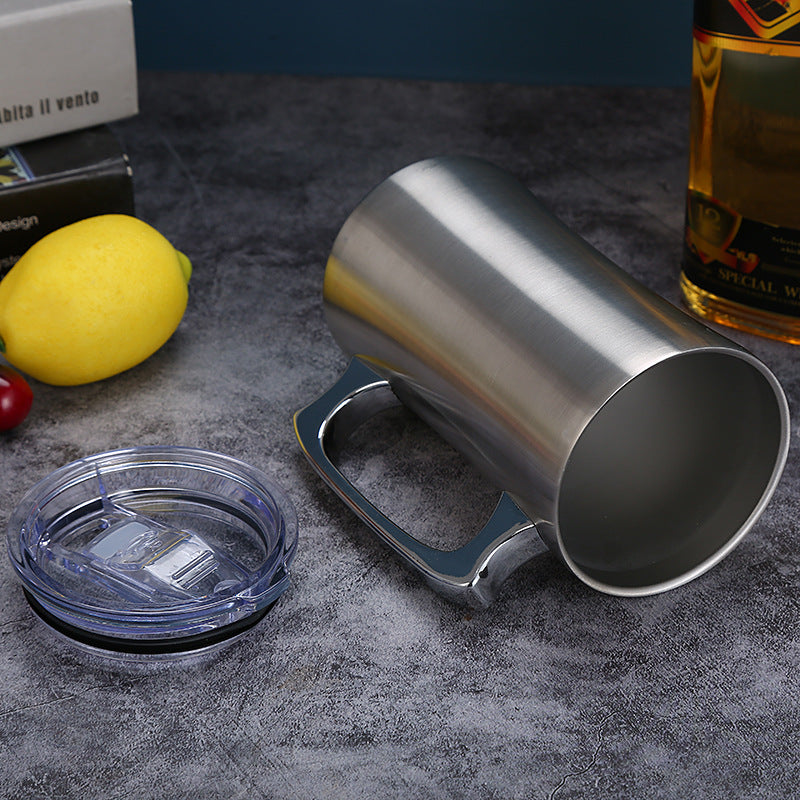 Double Wall 560ml Stainless Steel Beer Tumbler with Lid by HitMyNeed