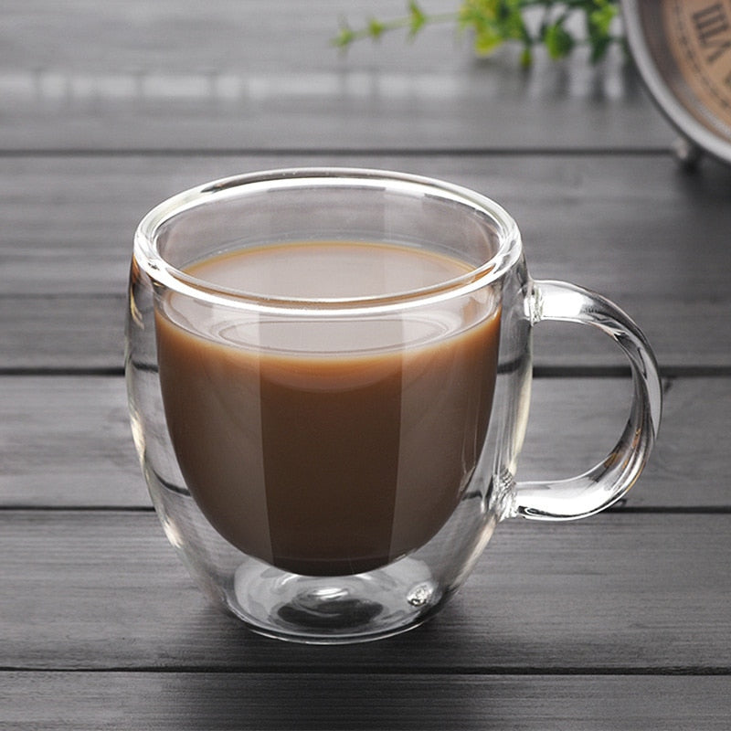 Double Wall Glass Cup 150ml Heat Resistant Drinkware by HitMyNeed