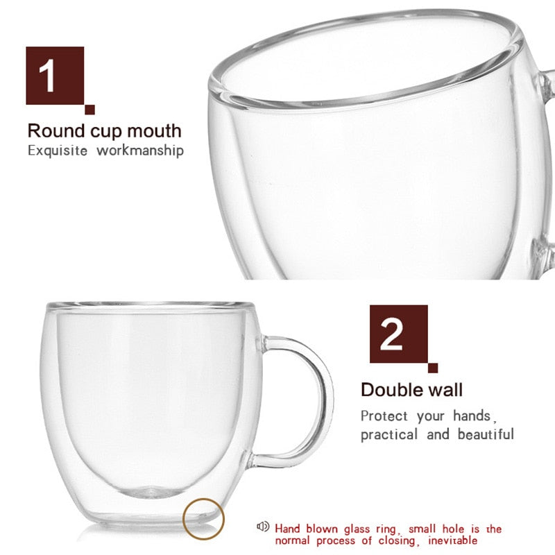 Double Wall Glass Cup 150ml Heat Resistant Drinkware by HitMyNeed