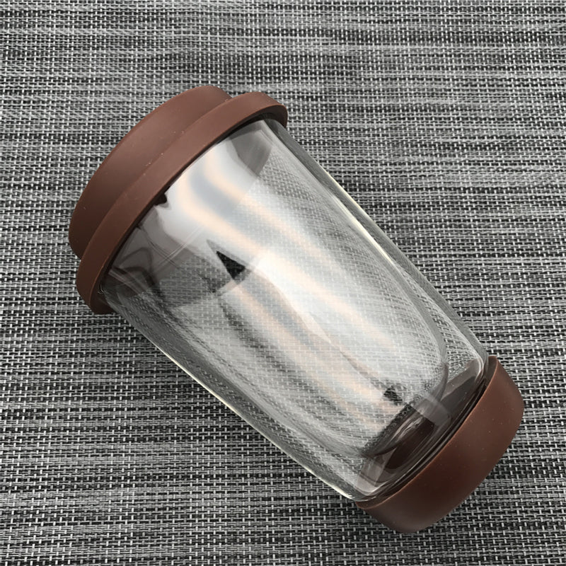 Double Wall Glass Cup with Lid and Coaster 350ml by HitMyNeed