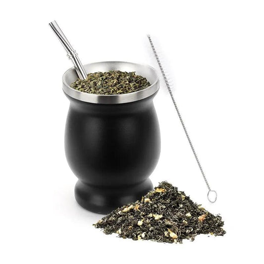 Double Wall Stainless Steel Mate Cup Set black by HitMyNeed