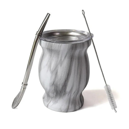 Double Wall Stainless Steel Mate Cup Set marble by HitMyNeed