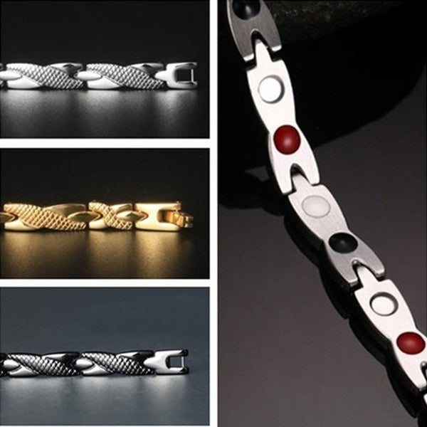 Dragon Pattern 6‑in‑1 Magnetic Therapy Bracelet black-gold by HitMyNeed