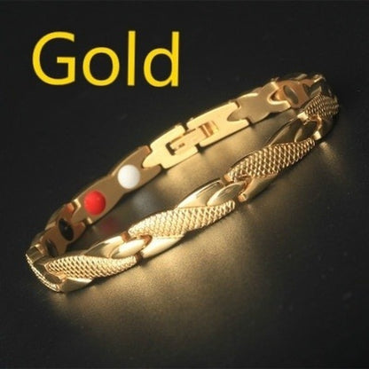 Dragon Pattern 6‑in‑1 Magnetic Therapy Bracelet gold by HitMyNeed