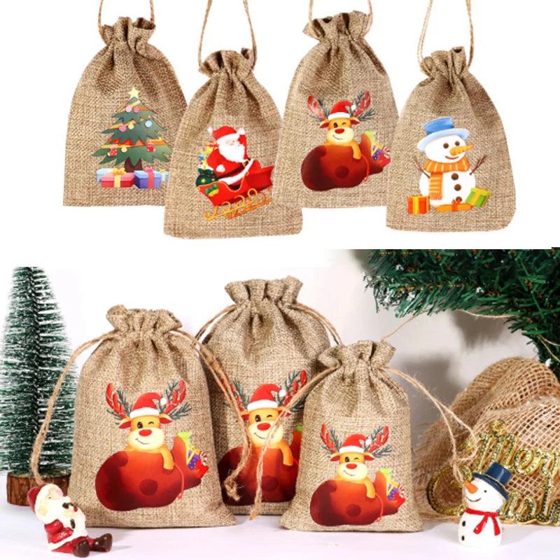 Drawstring Jute Christmas Gift Bag 10 x 15cm by HitMyNeed