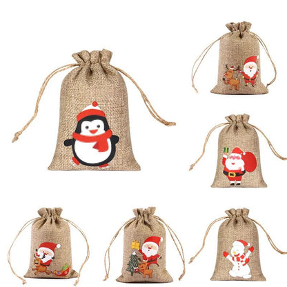 Drawstring Jute Christmas Gift Bag 10 x 15cm by HitMyNeed