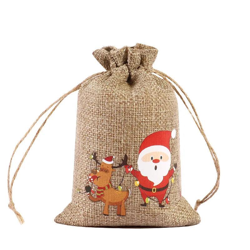 Drawstring Jute Christmas Gift Bag 10 x 15cm a by HitMyNeed