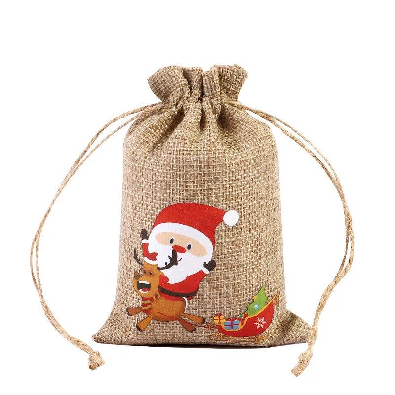 Drawstring Jute Christmas Gift Bag 10 x 15cm b by HitMyNeed