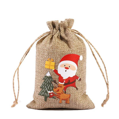Drawstring Jute Christmas Gift Bag 10 x 15cm c by HitMyNeed