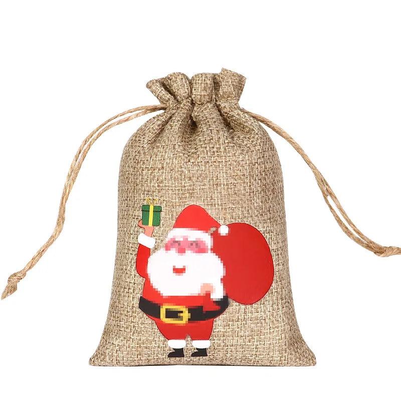 Drawstring Jute Christmas Gift Bag 10 x 15cm e by HitMyNeed