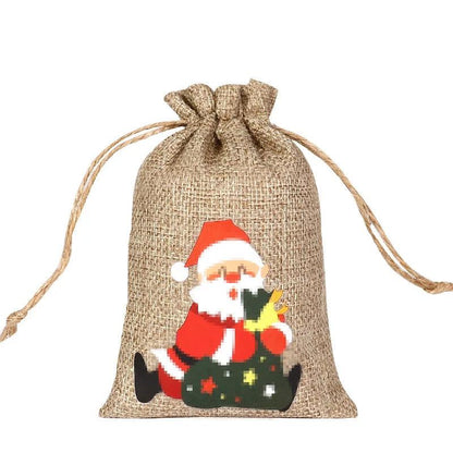 Drawstring Jute Christmas Gift Bag 10 x 15cm h by HitMyNeed