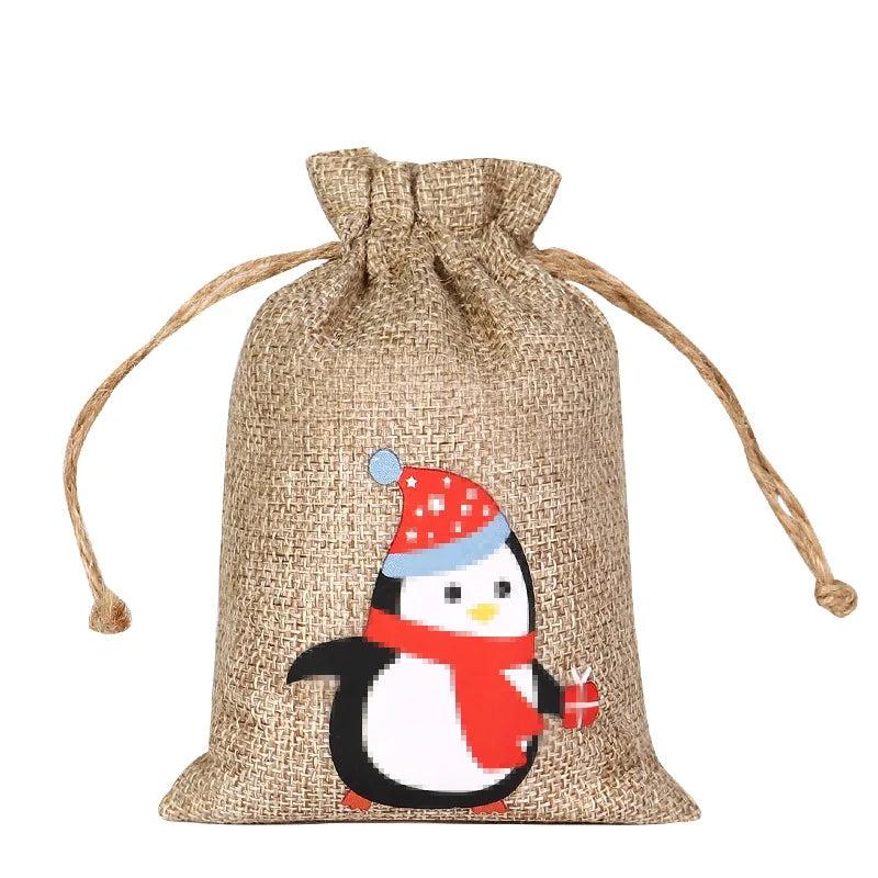 Drawstring Jute Christmas Gift Bag 10 x 15cm i by HitMyNeed