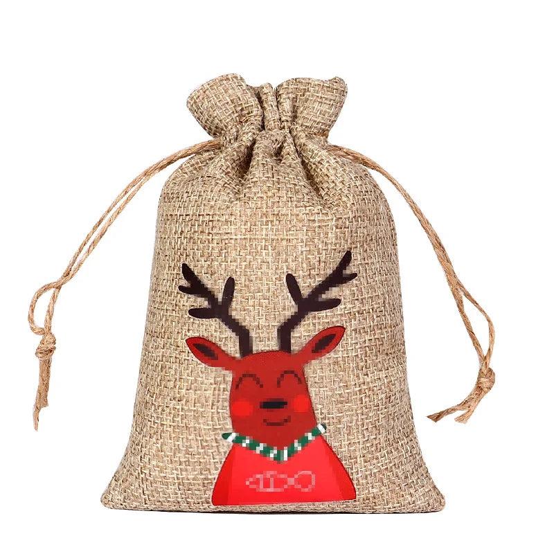 Drawstring Jute Christmas Gift Bag 10 x 15cm j by HitMyNeed