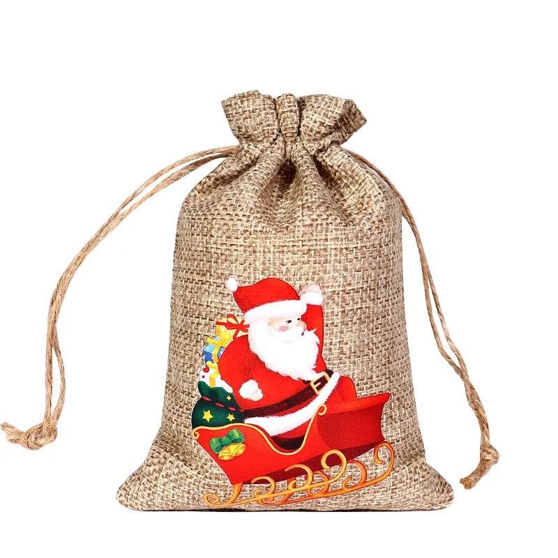Drawstring Jute Christmas Gift Bag 10 x 15cm s by HitMyNeed