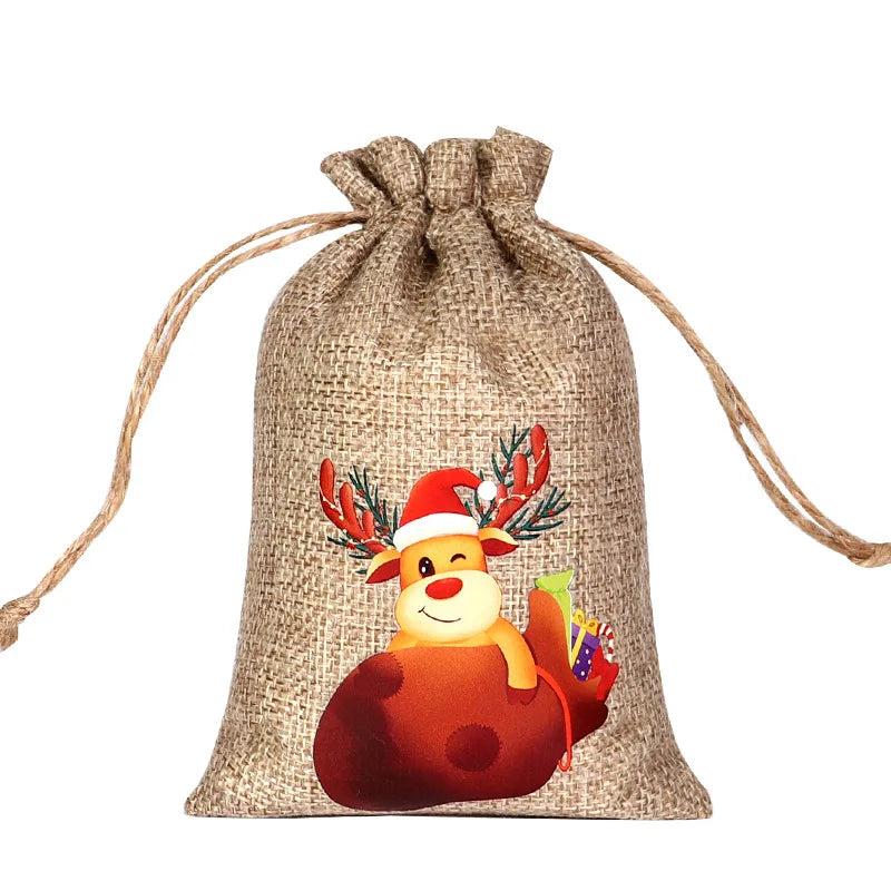 Drawstring Jute Christmas Gift Bag 10 x 15cm t by HitMyNeed