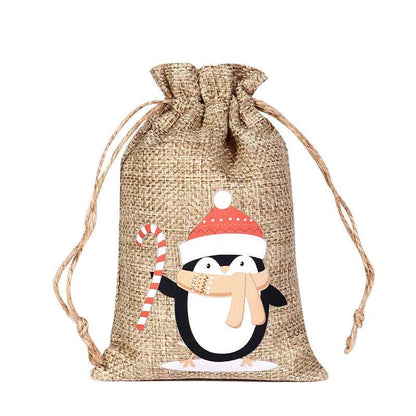 Drawstring Jute Christmas Gift Bag 10 x 15cm u by HitMyNeed