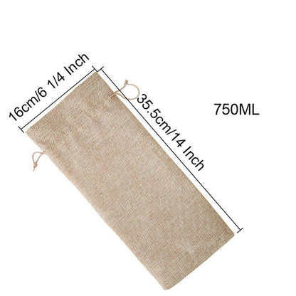 Drawstring Jute Wine Bags 10-Pack for 750ml Bottles by HitMyNeed