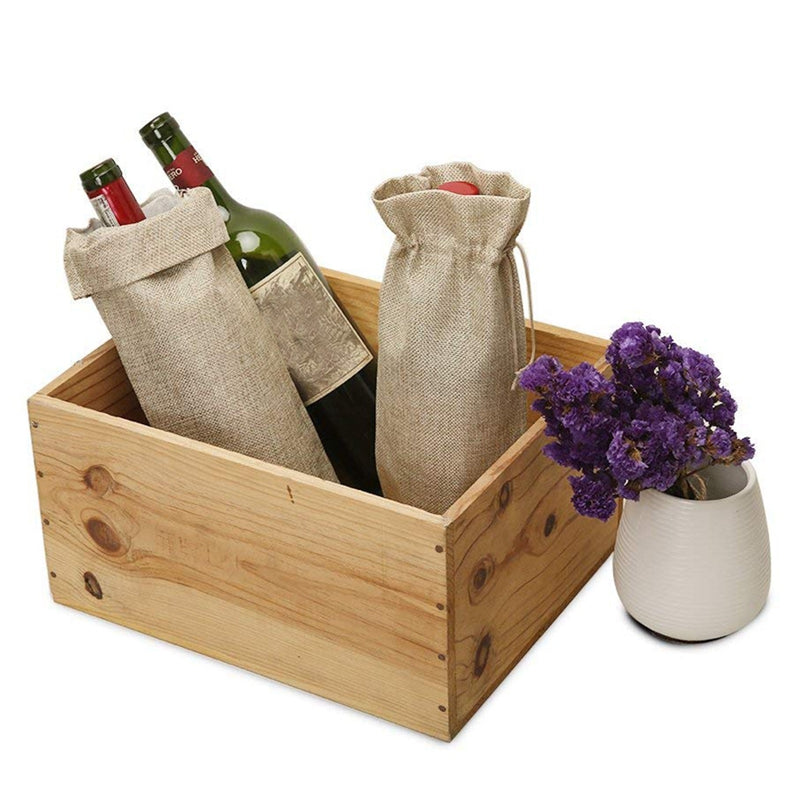 Drawstring Jute Wine Bags 10-Pack for 750ml Bottles by HitMyNeed