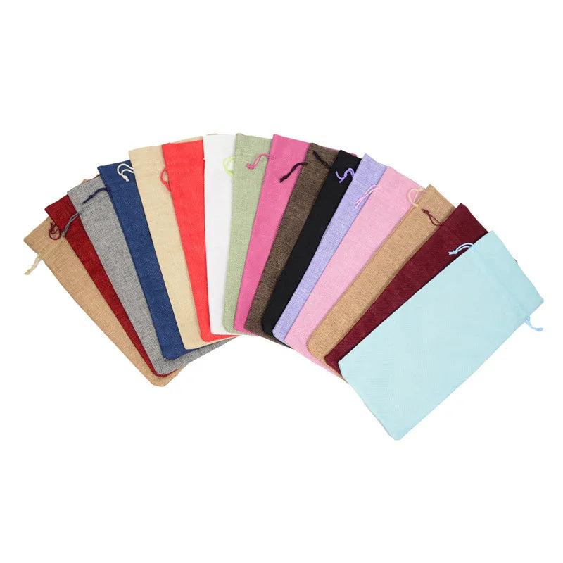 Drawstring Jute Wine Bags with Tags (12 Pack) by HitMyNeed