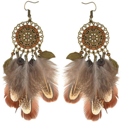 Dream Catcher Feather Tassel Earrings for Women by HitMyNeed