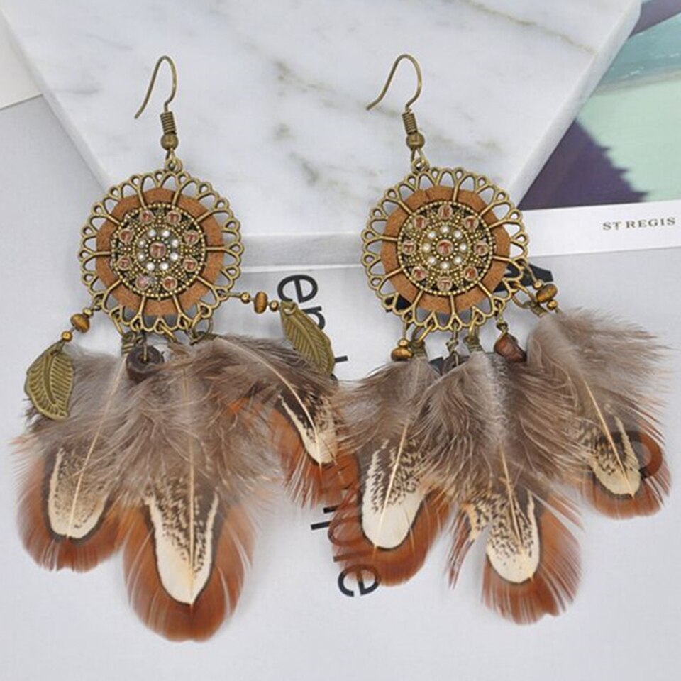 Dream Catcher Feather Tassel Earrings for Women by HitMyNeed