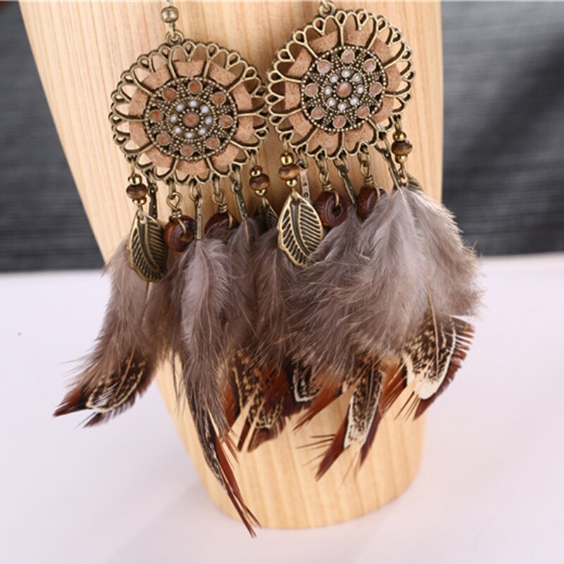 Dream Catcher Feather Tassel Earrings for Women by HitMyNeed