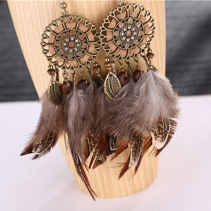 Dream Catcher Feather Tassel Earrings for Women by HitMyNeed