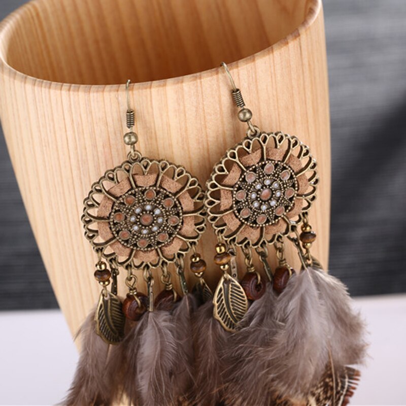 Dream Catcher Feather Tassel Earrings for Women by HitMyNeed