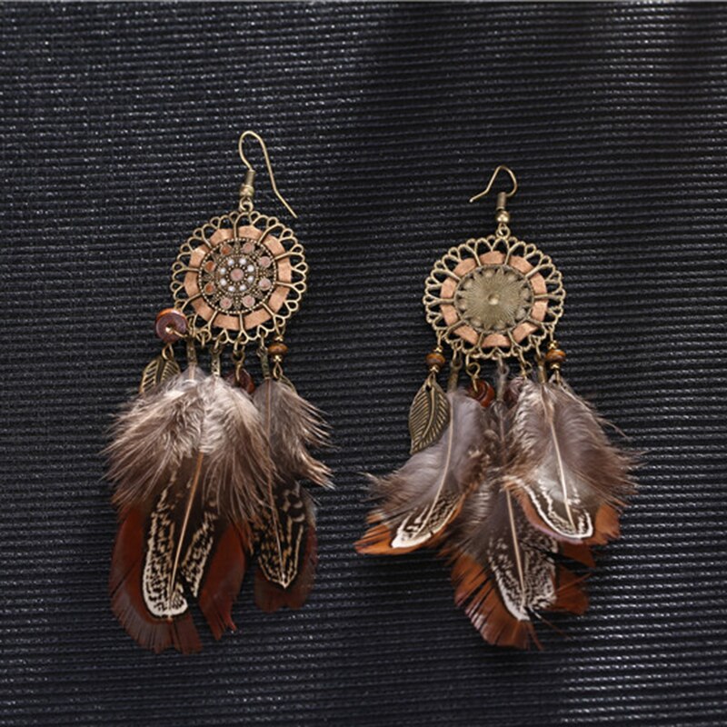 Dream Catcher Feather Tassel Earrings for Women by HitMyNeed