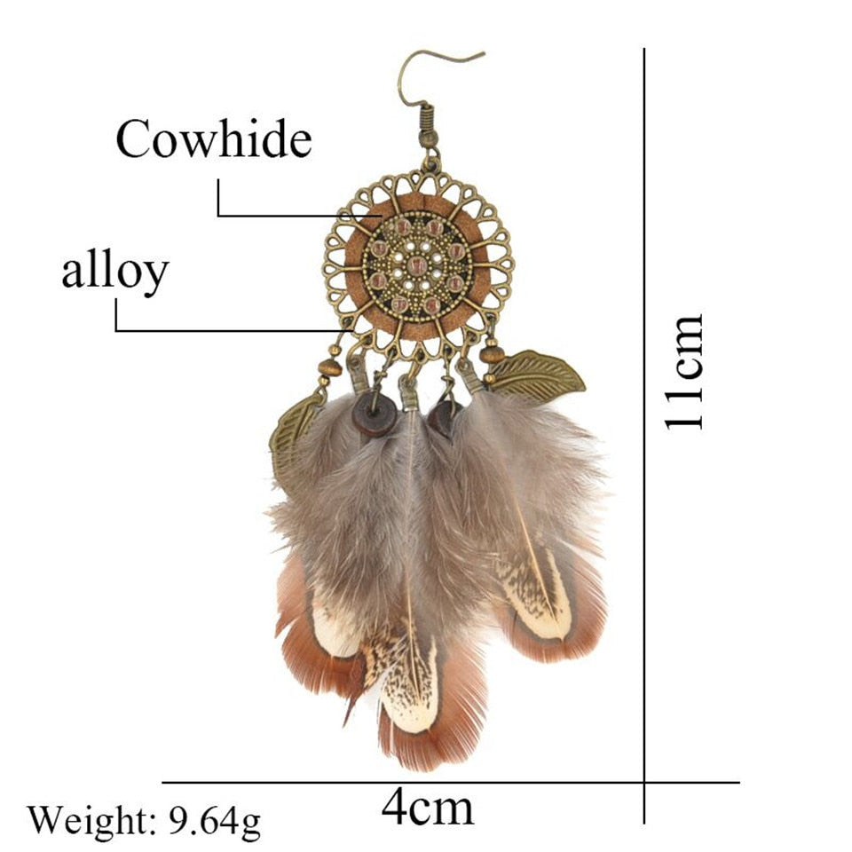 Dream Catcher Feather Tassel Earrings for Women by HitMyNeed