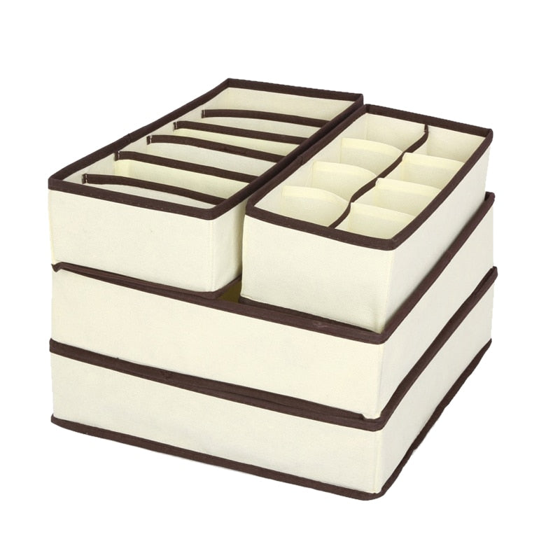 Dresser Drawer Organizer Set with Space Dividers beige-set-4-pcs by HitMyNeed