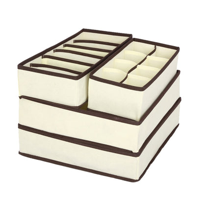 Dresser Drawer Organizer Set with Space Dividers beige-set-4-pcs by HitMyNeed