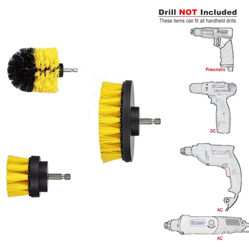 Drill Brush Head Set of 3 for Power Scrubbing by HitMyNeed