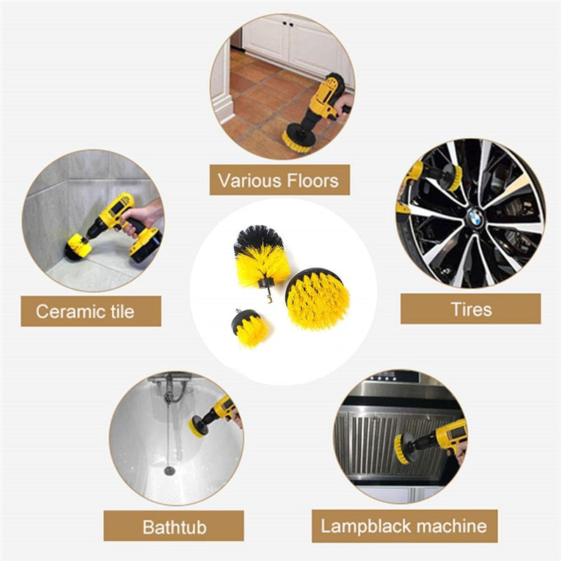 Drill Brush Head Set of 3 for Power Scrubbing by HitMyNeed